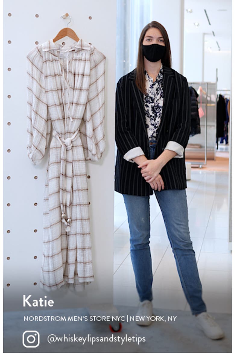 Poet Plaid Long Sleeve Linen Blend Maxi Dress video