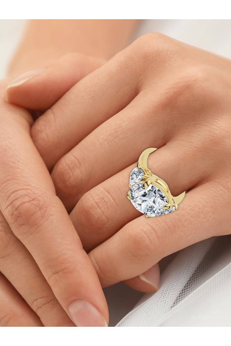 Certified 7Ct Diamond & Halfmoon Engagement Ring Lab Grown, Alternate, color, 14k Yellow Gold