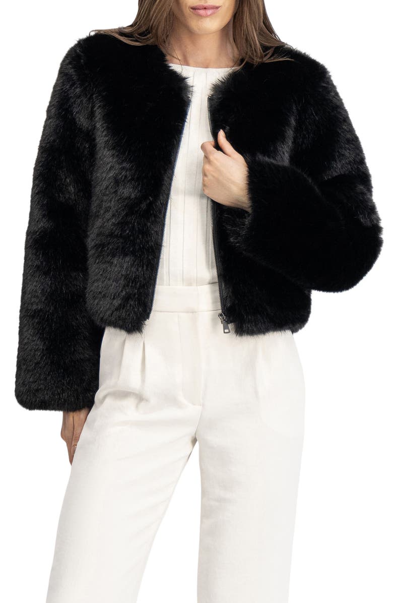 Lyla Grant Fur-Free Fox (Faux Fur) Bolero, Main, color, Black