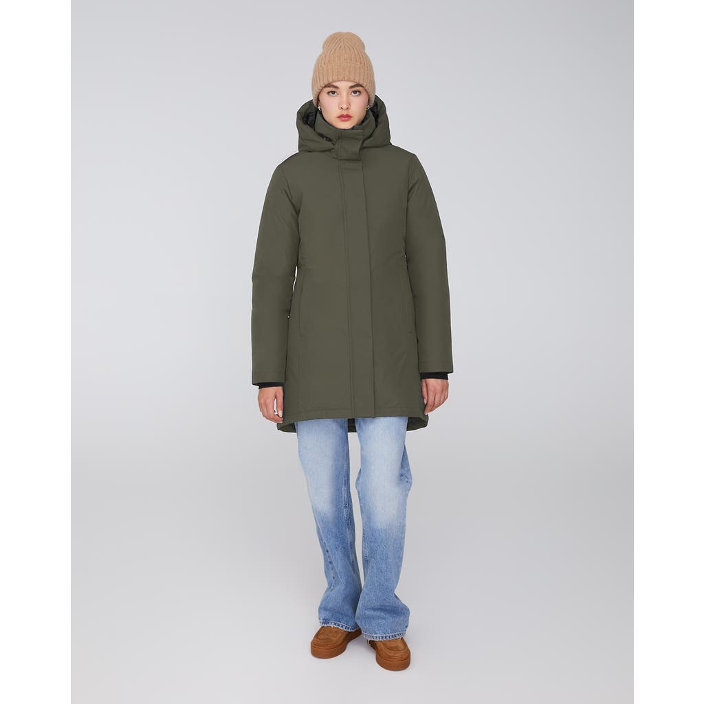 Quartz Co. Genia | Hooded Down Winter Jacket In Olive