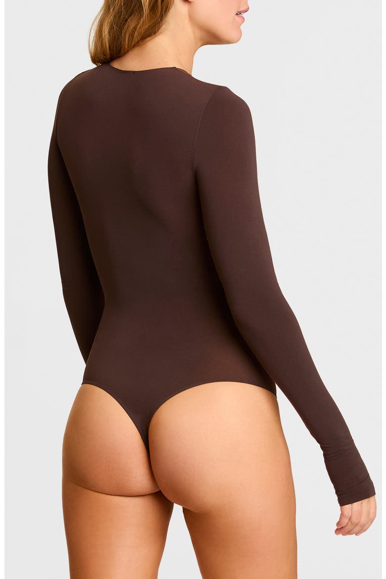 Ballet Thumbhole Cuff Bodysuit, Alternate, color, ESPRESSO