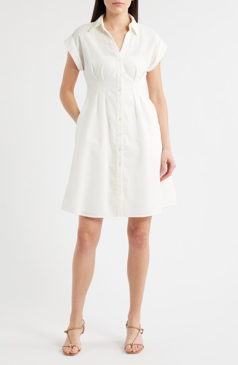 Julia Jordan Short Sleeve Shirtdress, Main, color, White