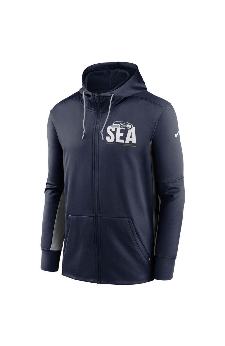 Nike Men's Nike College Navy/Gray Seattle Seahawks Mascot Performance Full-Zip Hoodie, Alternate, color,