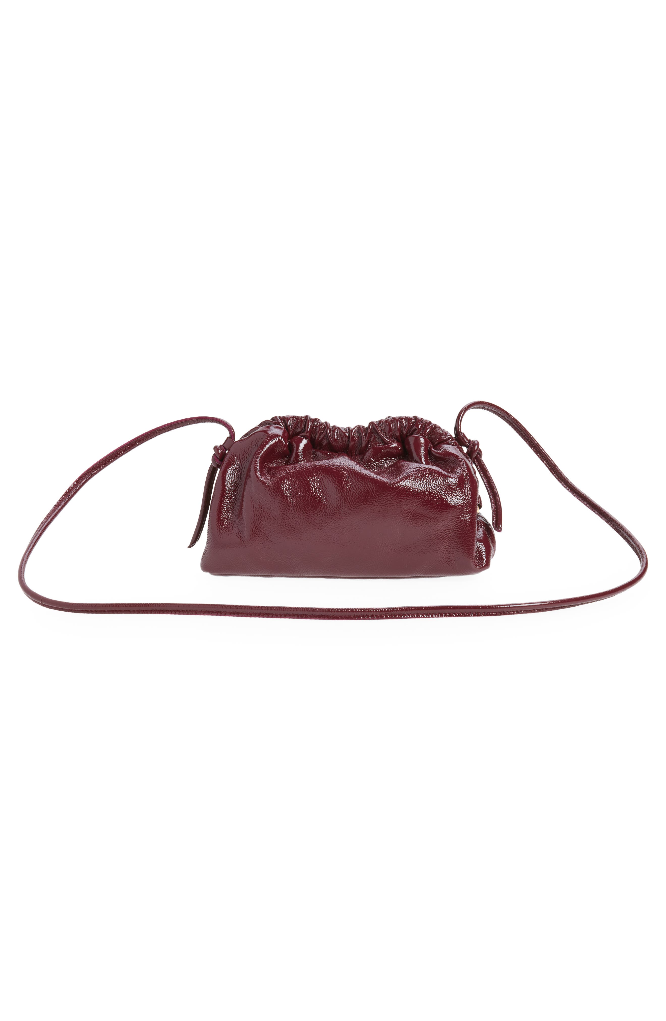 Mini Cloud Leather Clutch, Alternate, color, CLARET