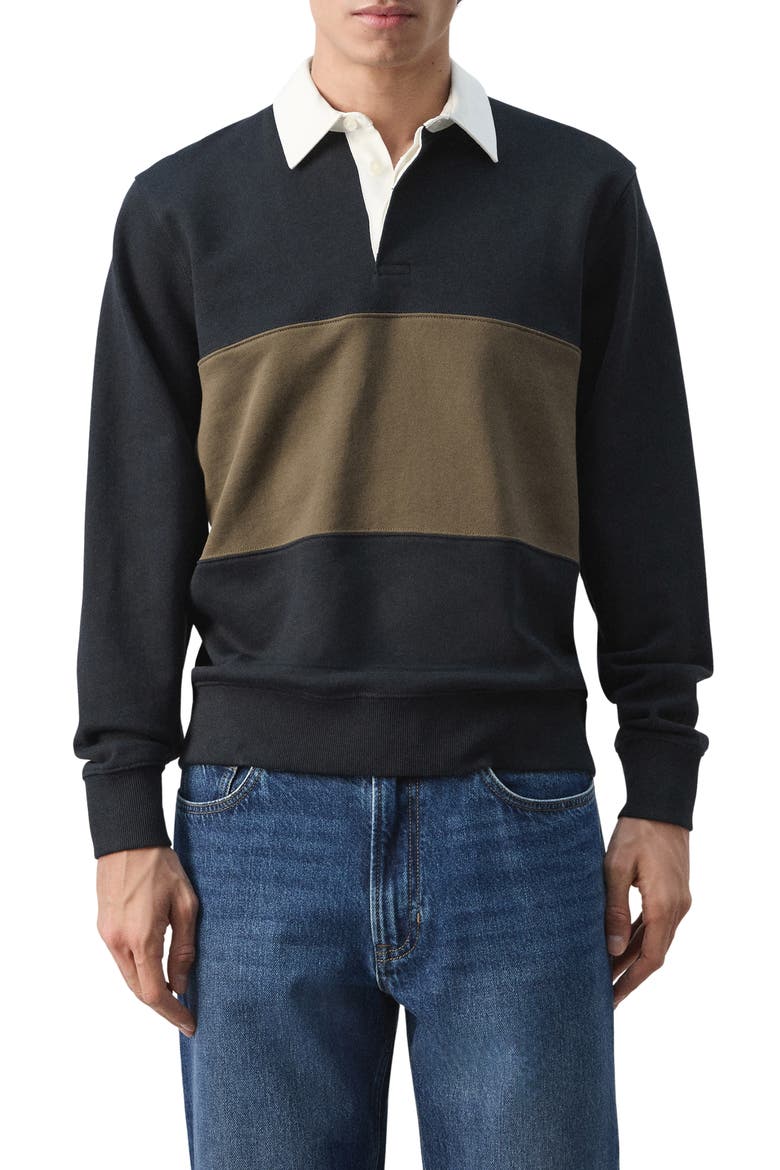 Cotton Polo Sweatshirt, Main, color, NAVY