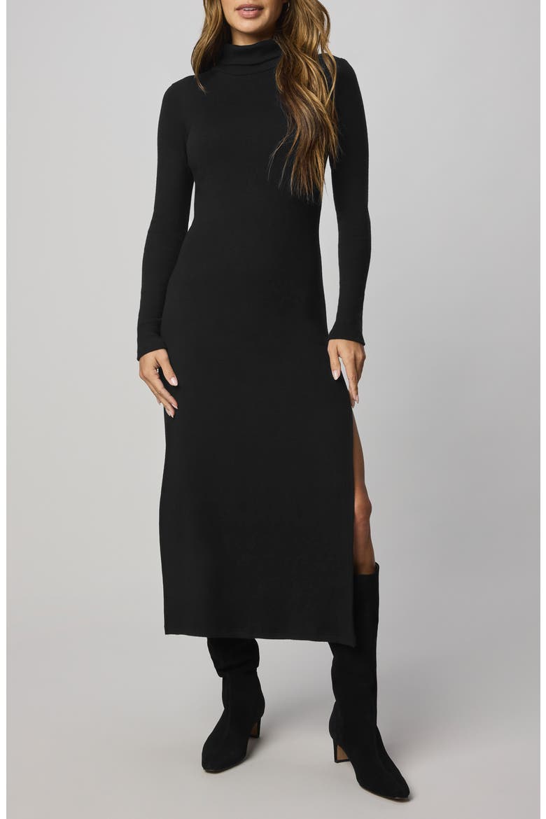 Rylee Turtleneck Long Sleeve Dress, Main, color, BLACK