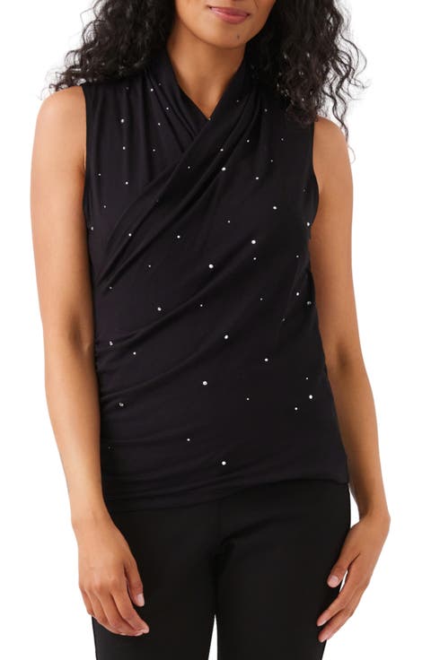 Embellished Crossover Sleeveless Top