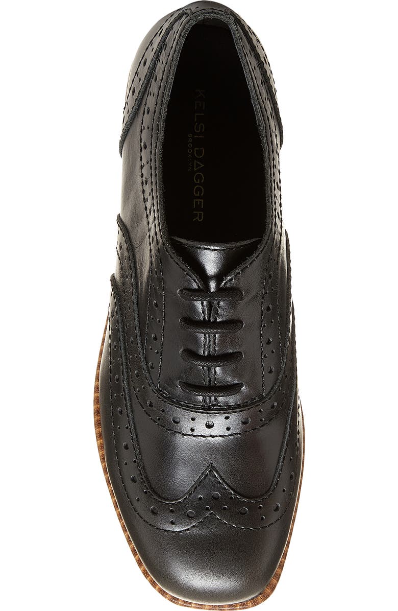 Kelsi Dagger Brooklyn Crest Platform Wingtip Oxford, Alternate, color, Black