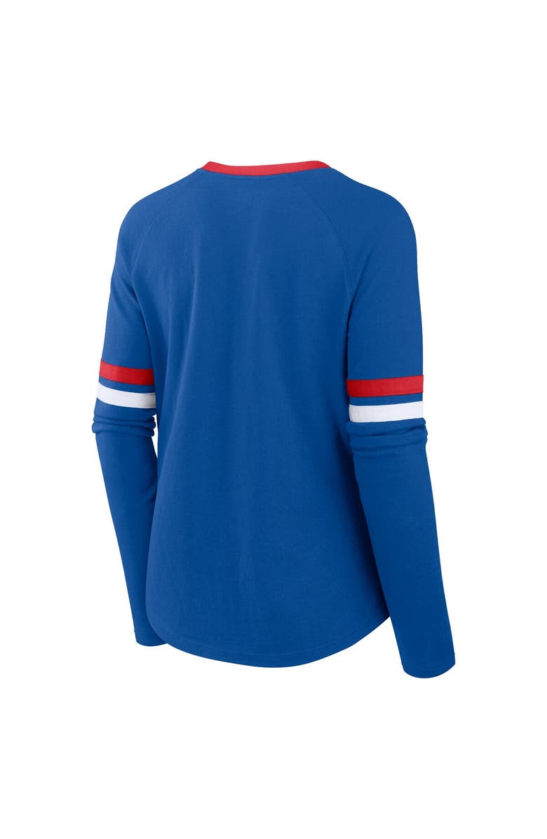 FANATICS Women's Fanatics Royal New York Giants Won and Done Lace-Up Long Sleeve Fashion Top, Alternate, color, 