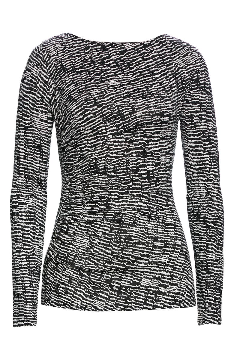 BOSS Ejada Print Long Sleeve Fitted Top, Alternate, color, Black Fantasy