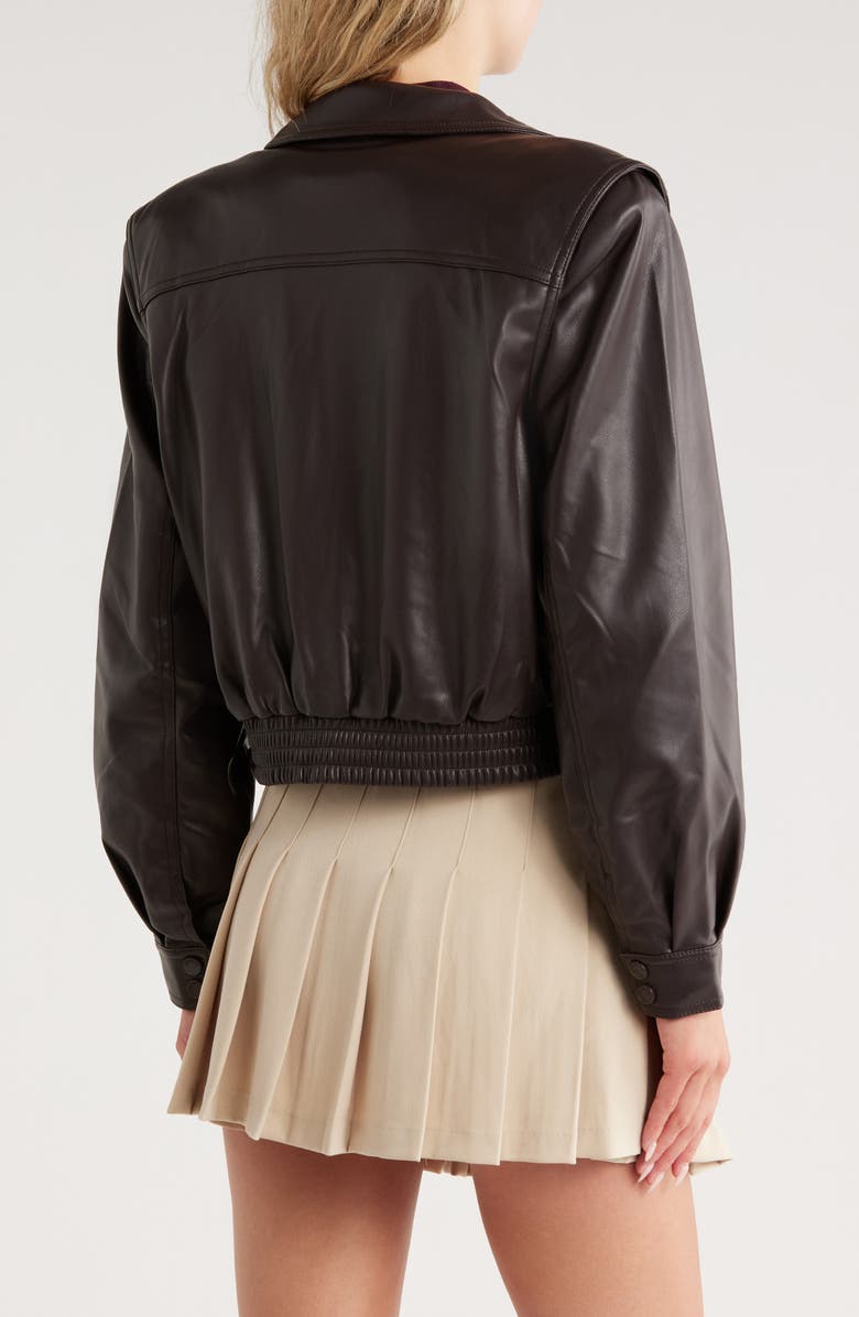 Flap Patch Pocket Faux Leather Jacket
