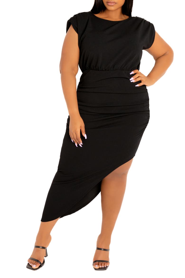 Sleeveless Asymmetric Hem Dress, Main, color, BLACK