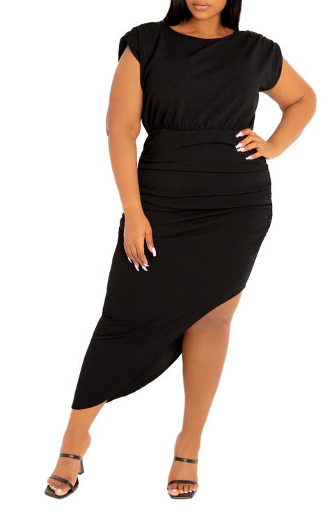 Sleeveless Asymmetric Hem Dress (Plus)