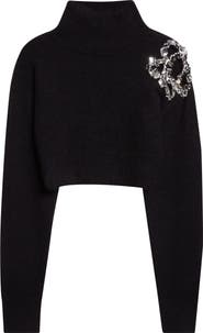 Area Crystal Cluster Flower Crop Alpaca & Wool Blend Sweater