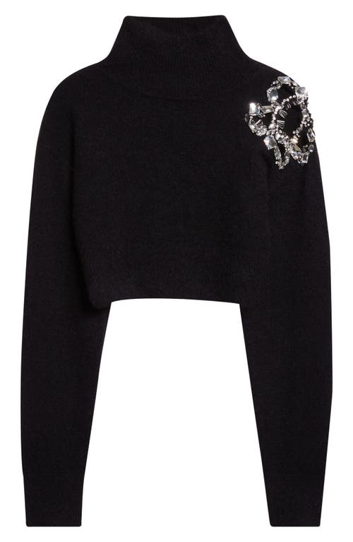 Area Crystal-cluster Flower Turtleneck Sweater In Multi