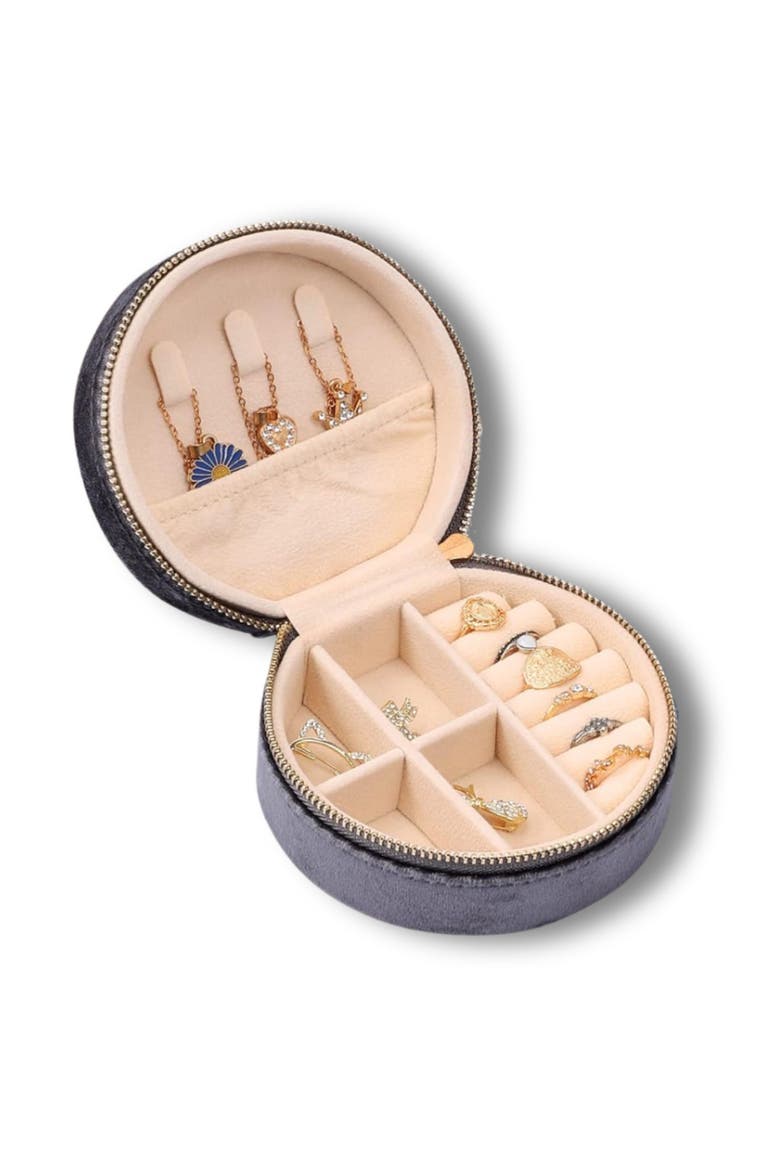 Velvet Circle Jewelry Case, Alternate, color, Grey