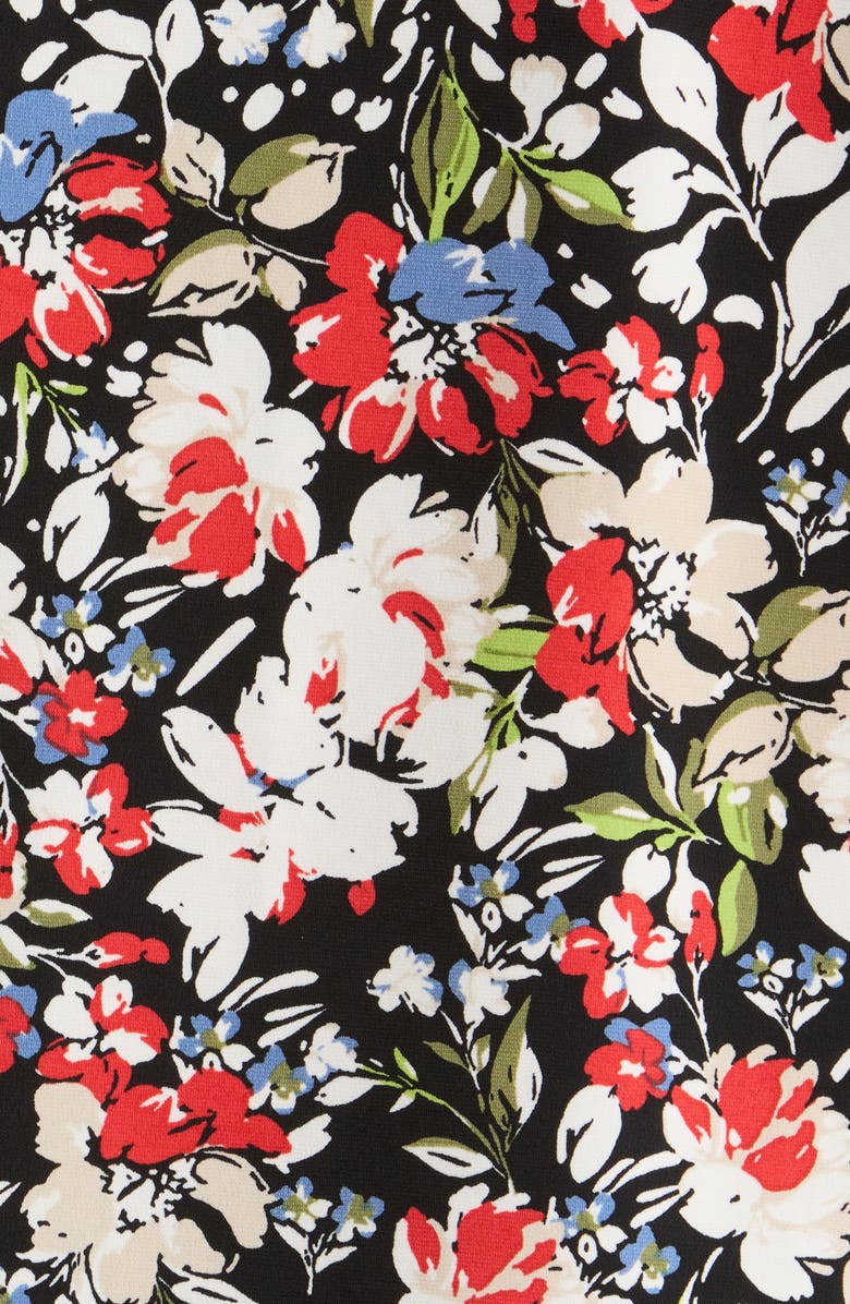 AK ANNE KLEIN Abstract Print V-Neck Button-Up Knit Top, Alternate, color, Anne Black Multi