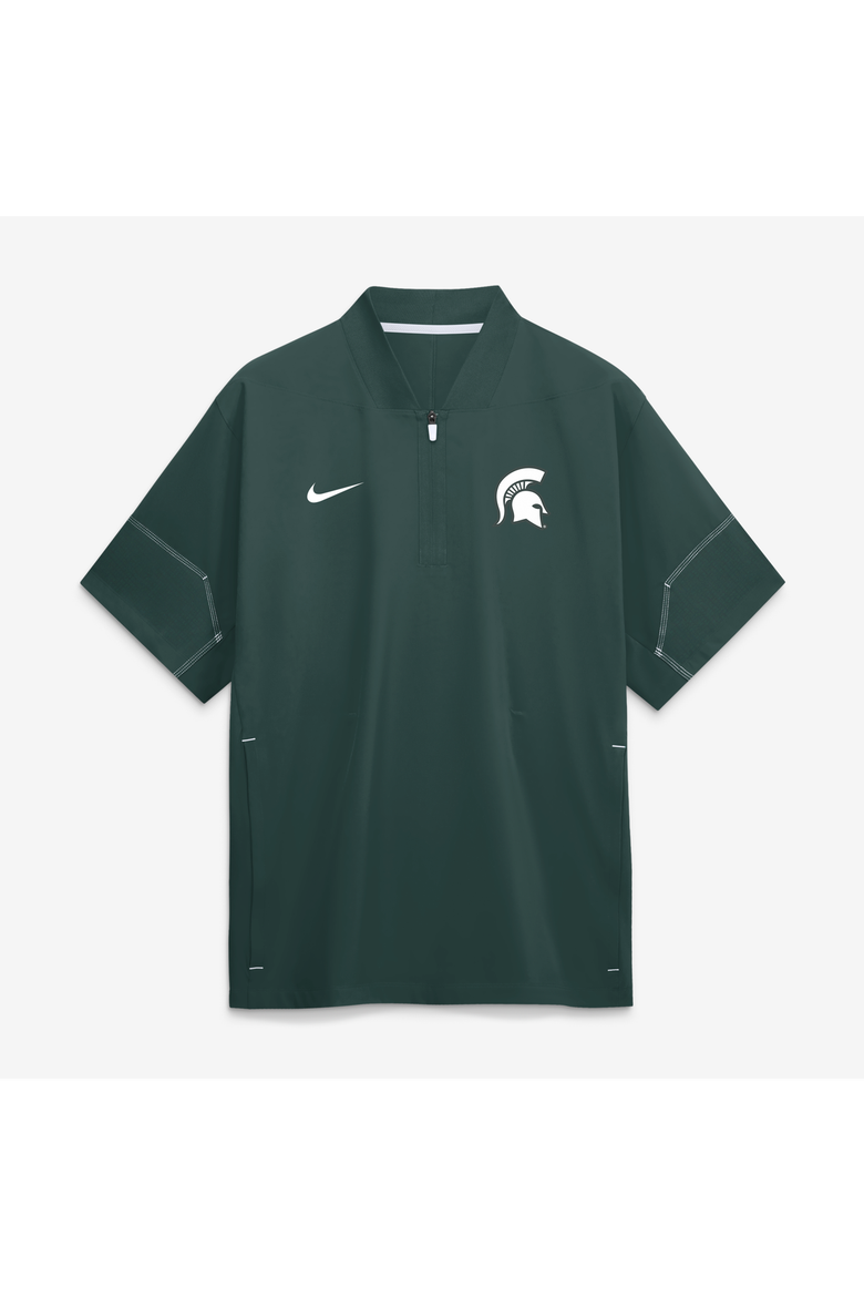 Men's Nike Green Michigan State Spartans 2026 Sideline Short Sleeve Quarter-Zip Coaches Jacket, Main, color, Green