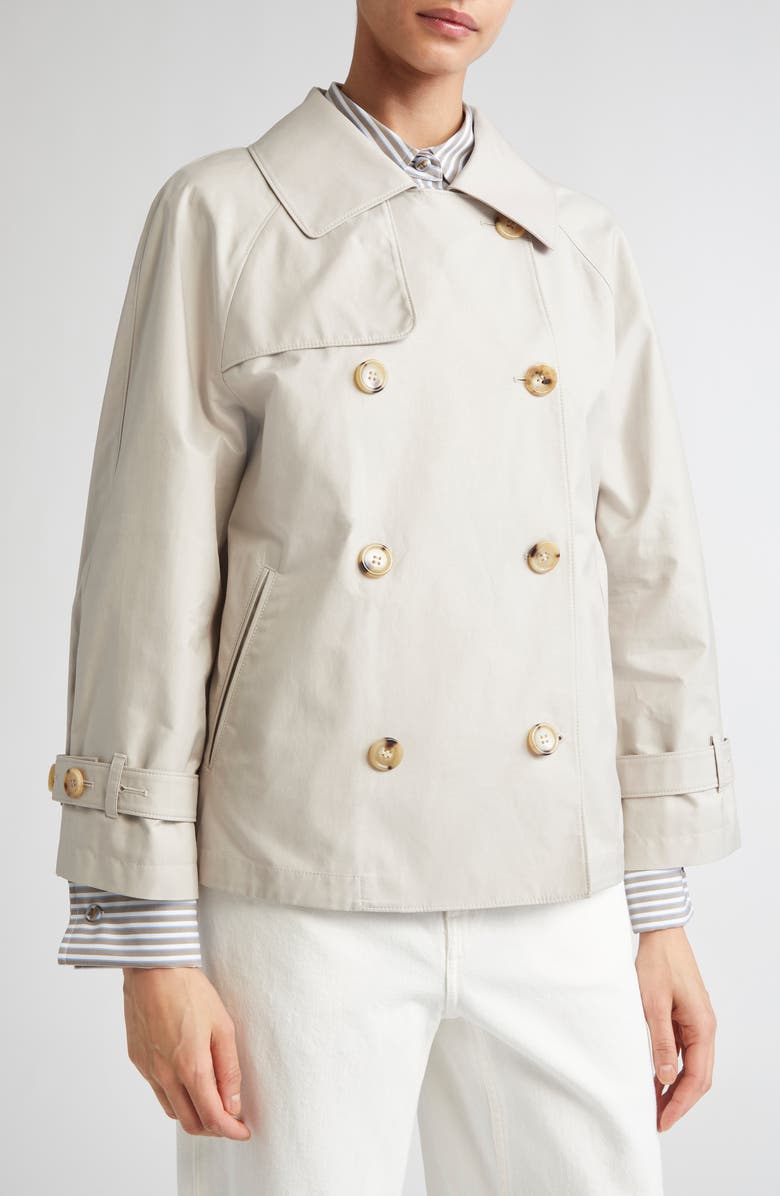 Max Mara Tina Water Repellent Twill Crop Trench Coat, Alternate, color, Ecru