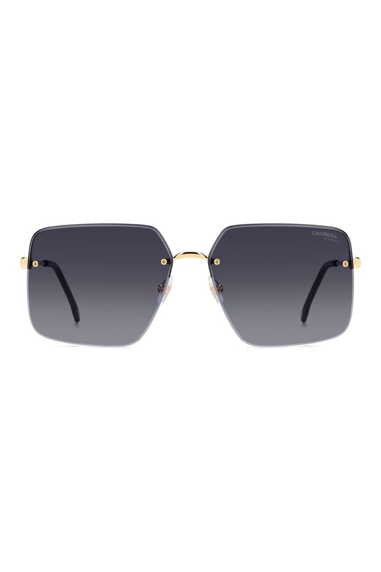 61mm Rimless Rectangular Sunglasses, Alternate, color, GOLD BLACK/ DARK GREY