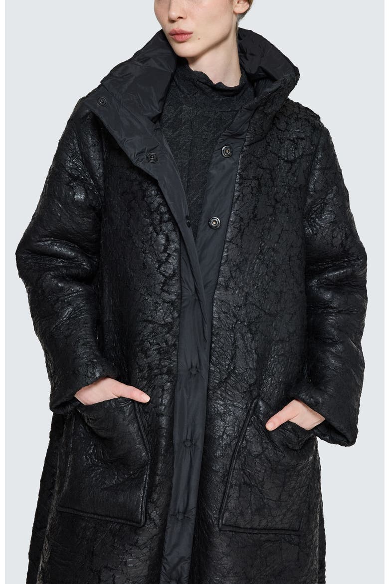Fiora Voluminous Coat & Hand Muff, Alternate, color, Black