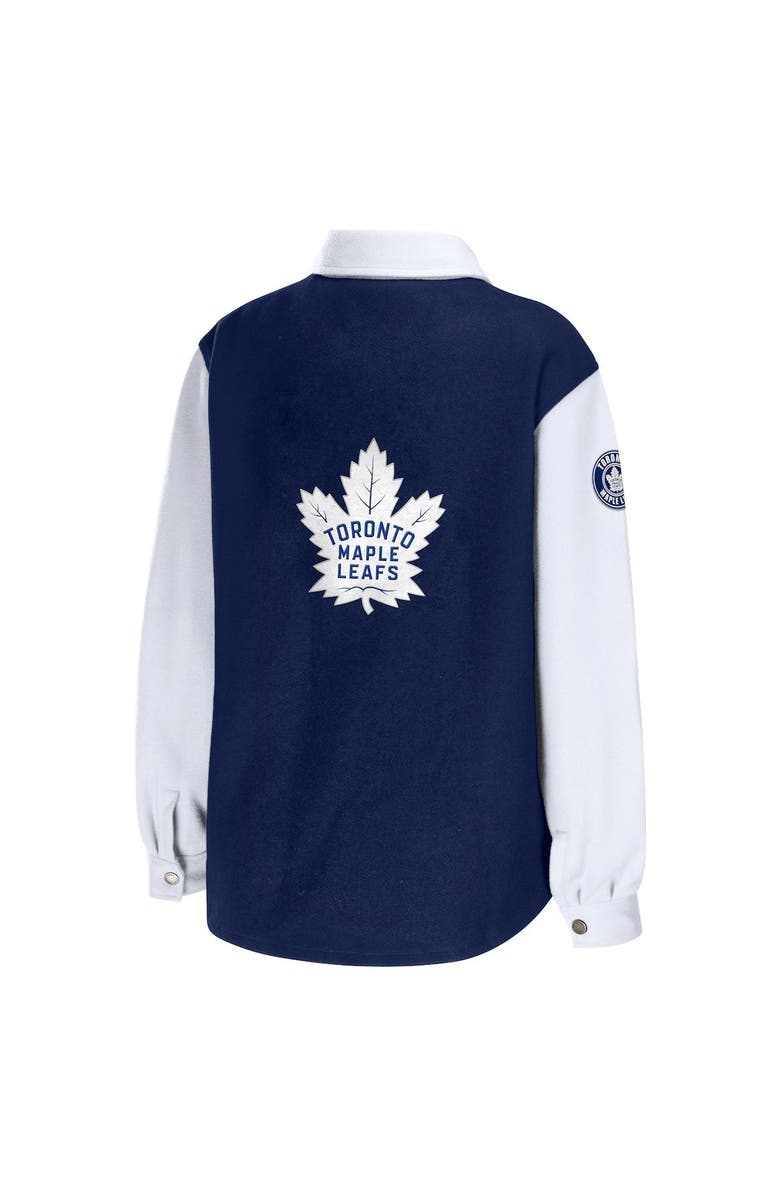 WEAR by Erin Andrews Women's WEAR by Erin Andrews Navy/White Toronto Maple Leafs Colorblock Button-Up Shirt Jacket, Alternate, color, Navy