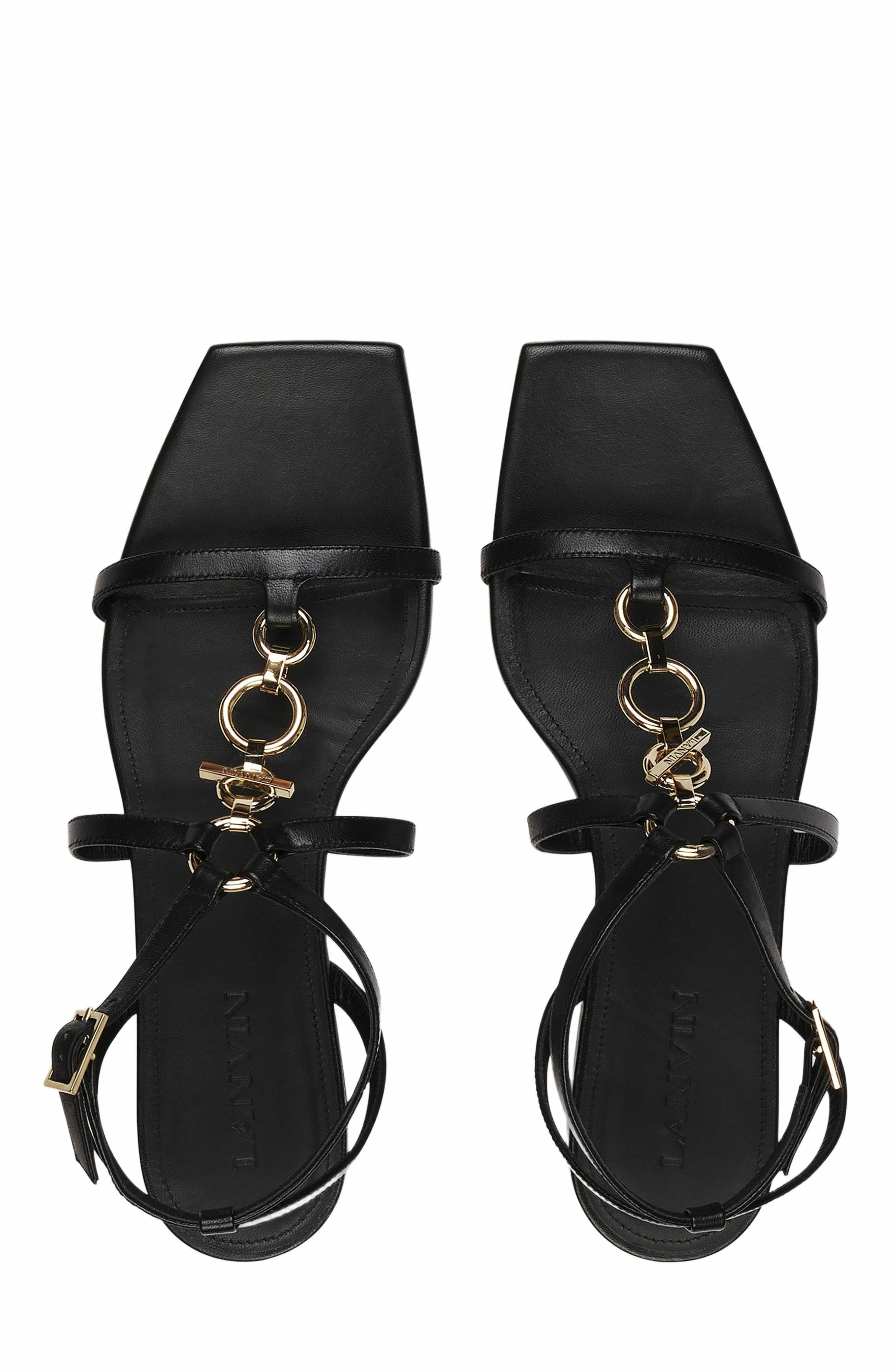Mesure Flat Leather Sandals, Alternate, color, Black