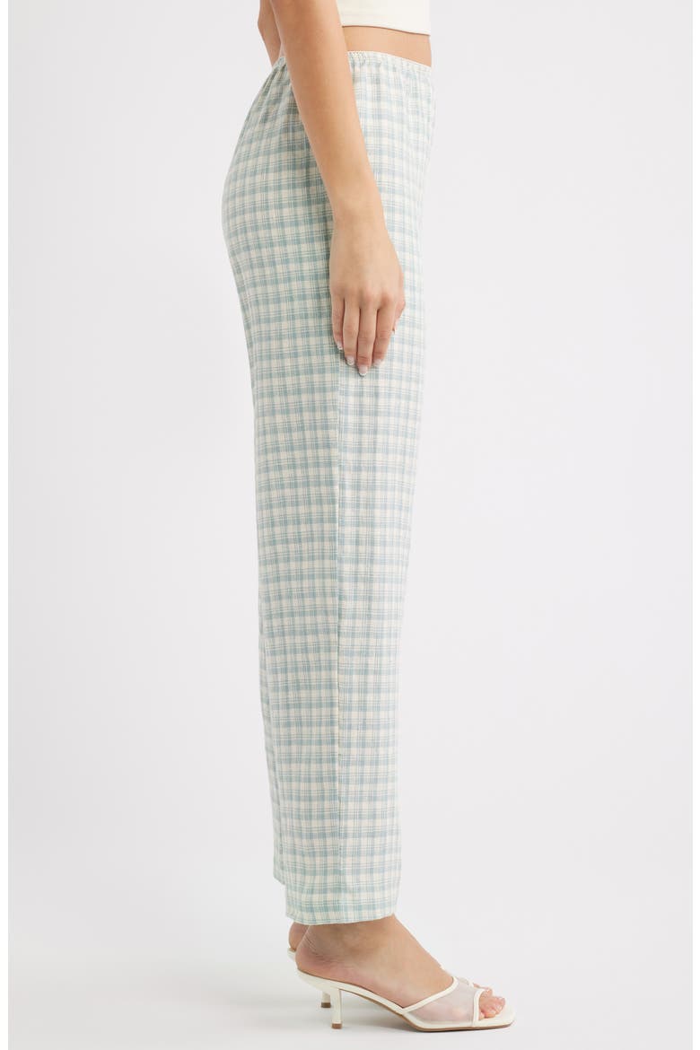 Lilah Check Print Wide Leg Linen Pants, Alternate, color, ZEPHYR CHECK