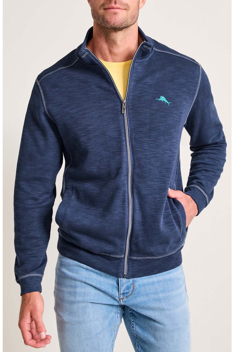 Tobago Bay Slub Rib Zip Front Jacket, Main, color, ISLAND NAV