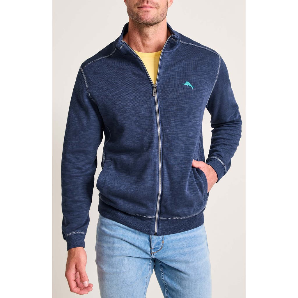 Tommy Bahama Tobago Bay Slub Rib Zip Front Jacket In Blue