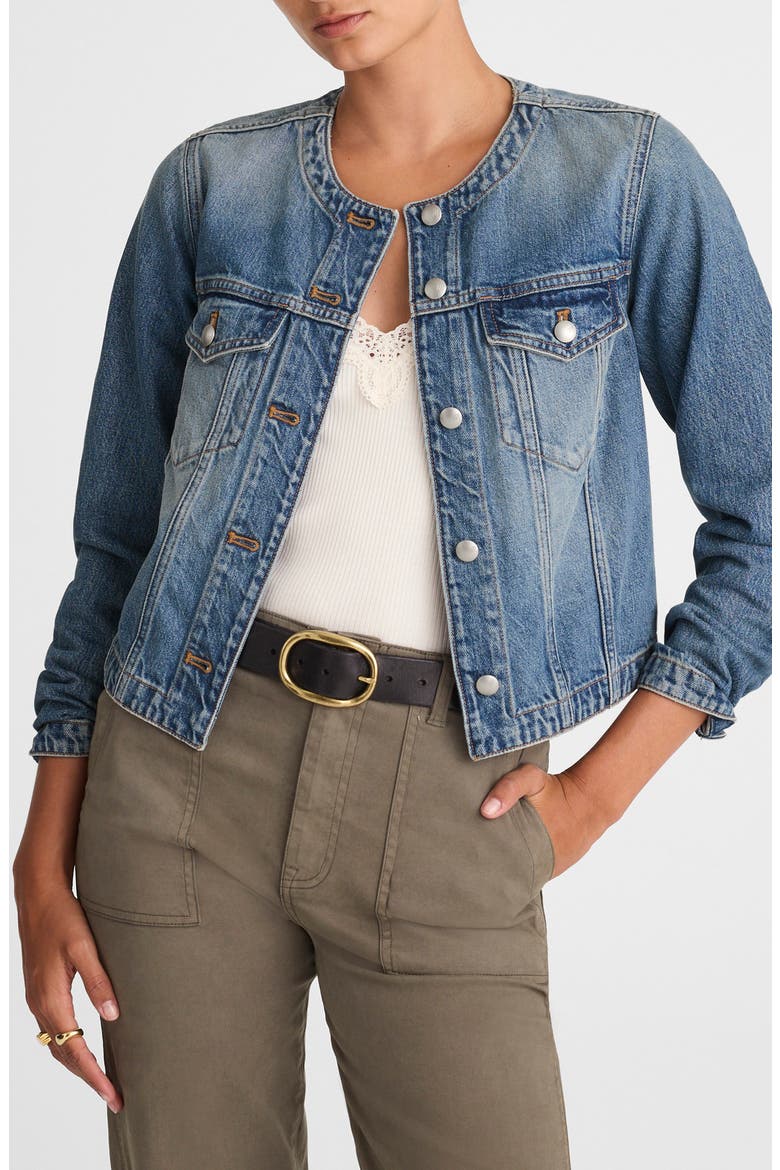 Cocoon Sleeve Crop Denim Jacket, Main, color, BOUVIER WASH
