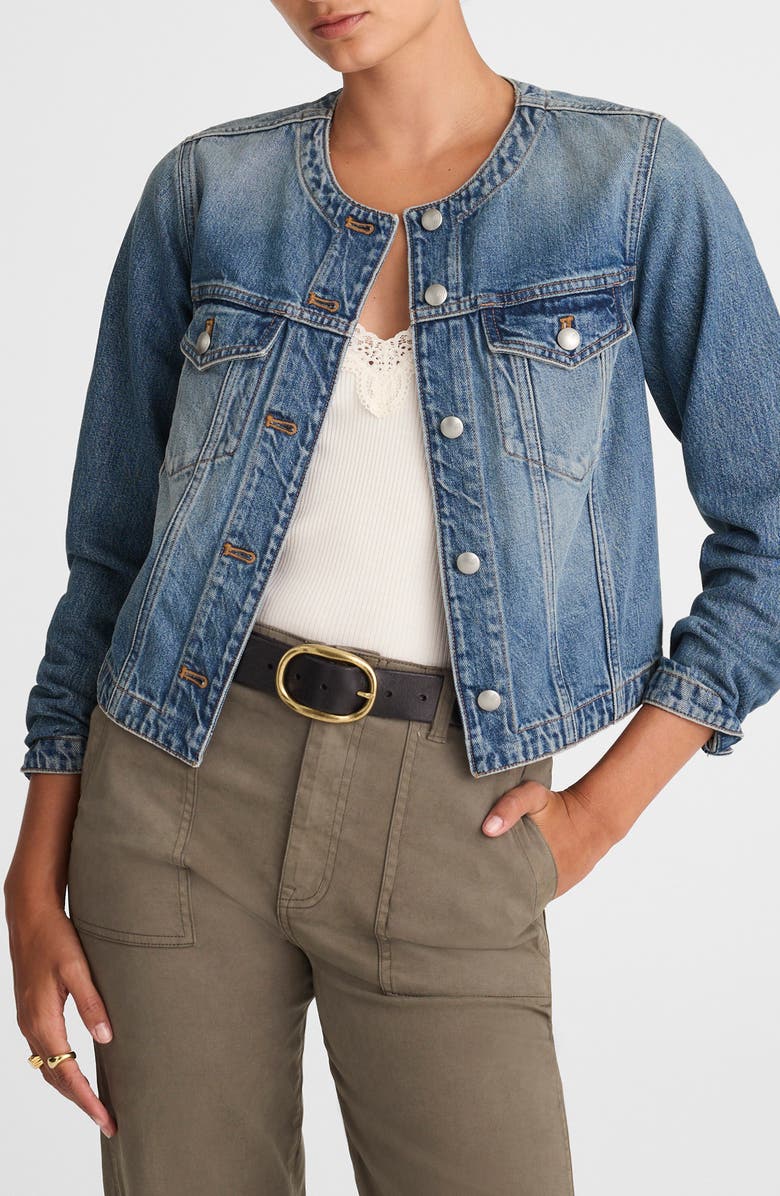 Madewell Cocoon Sleeve Crop Denim Jacket, Main, color, Bouvier Wash