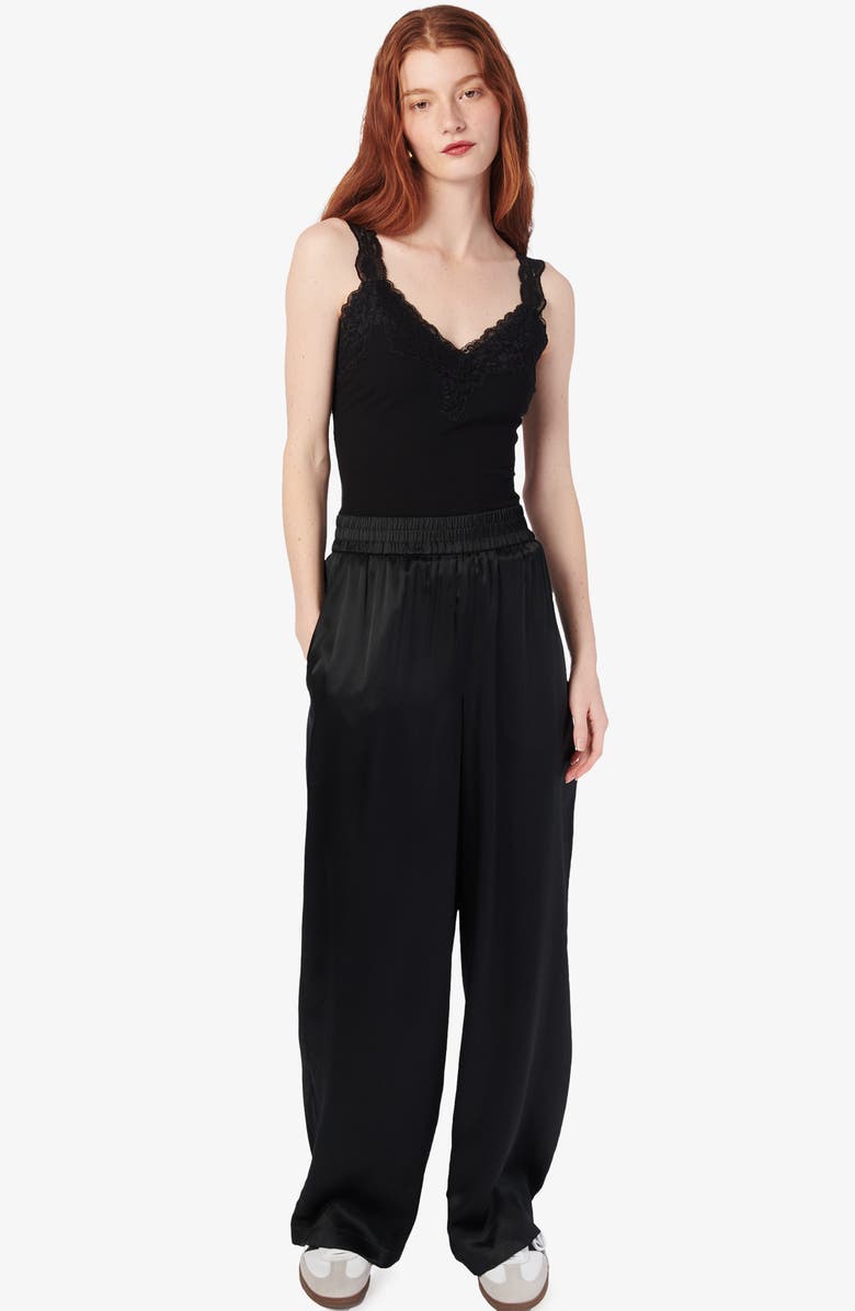 CAMI NYC Lani Lace Trim Rib Tank Top, Alternate, color, Black