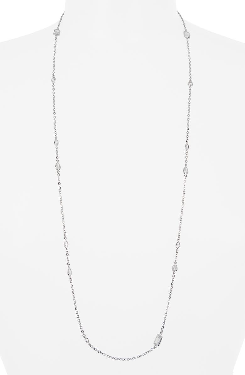 NORDSTROM RACK Bezel CZ Station Chain Necklace, Alternate, color, 