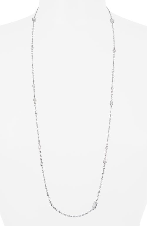 Nordstrom Rack Bezel Cz Station Chain Necklace In Clear- Silver