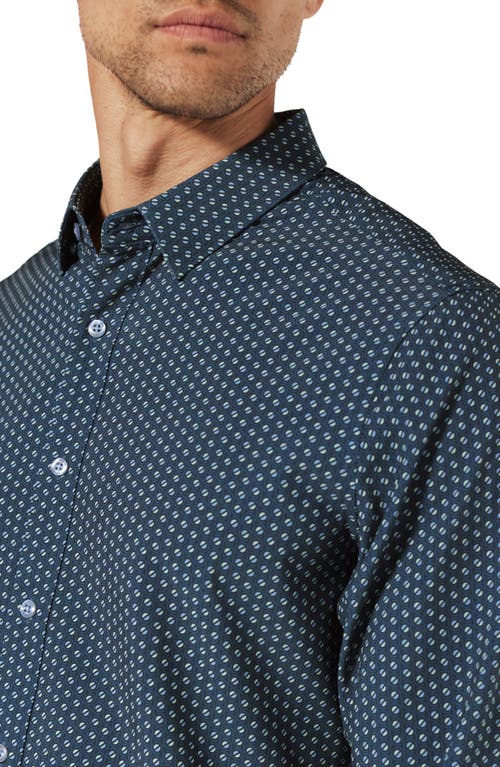 7 Diamonds Shane Dot Print Performance Button-up Shirt In Navy
