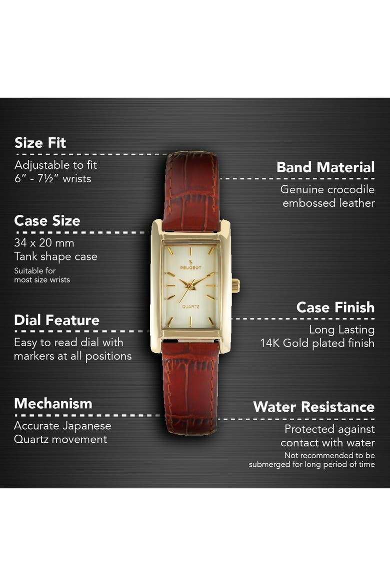 Classic Rectangular Leather Watch- 34x20MM, Alternate, color, Brown