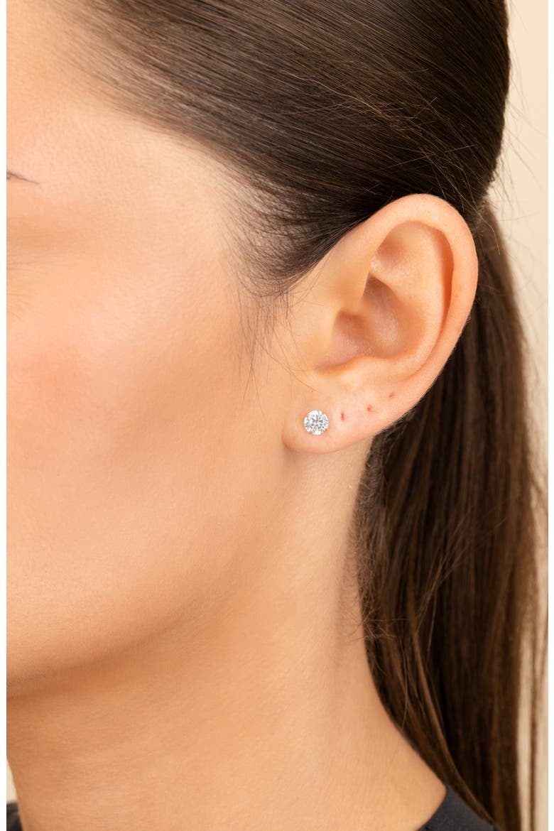 Round Cubic Zirconia Stud Earrings, Alternate, color, GOLD