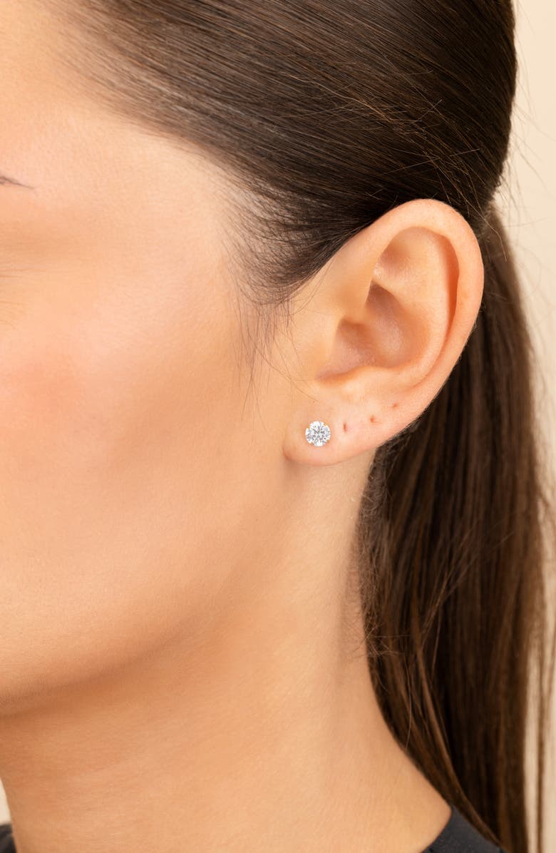 Sterling Forever Round Cubic Zirconia Stud Earrings, Alternate, color, Gold