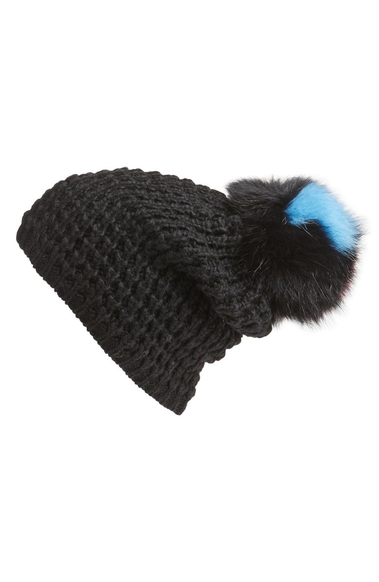 Kyi Kyi Genuine Fox Pompom Hat, Alternate, color, 