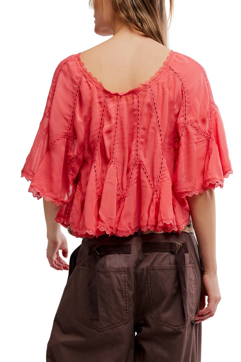 Michelle Lace Trim Top, Alternate, color, AGED CORAL