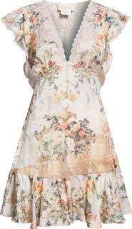 Camilla Floral Cap Sleeve Lace Trim Dress