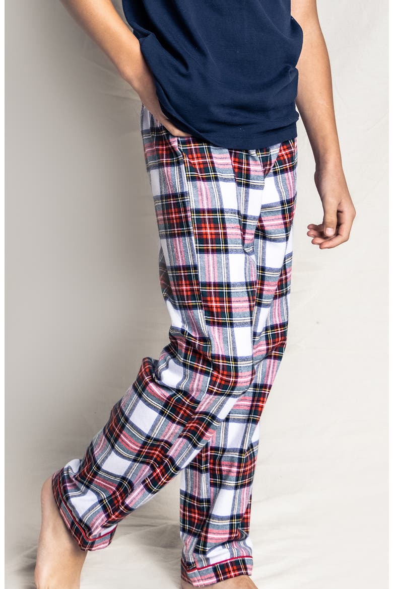 Kids' Balmoral Tartan Plaid Cotton Blend Pajama Pants, Alternate, color, WHITE