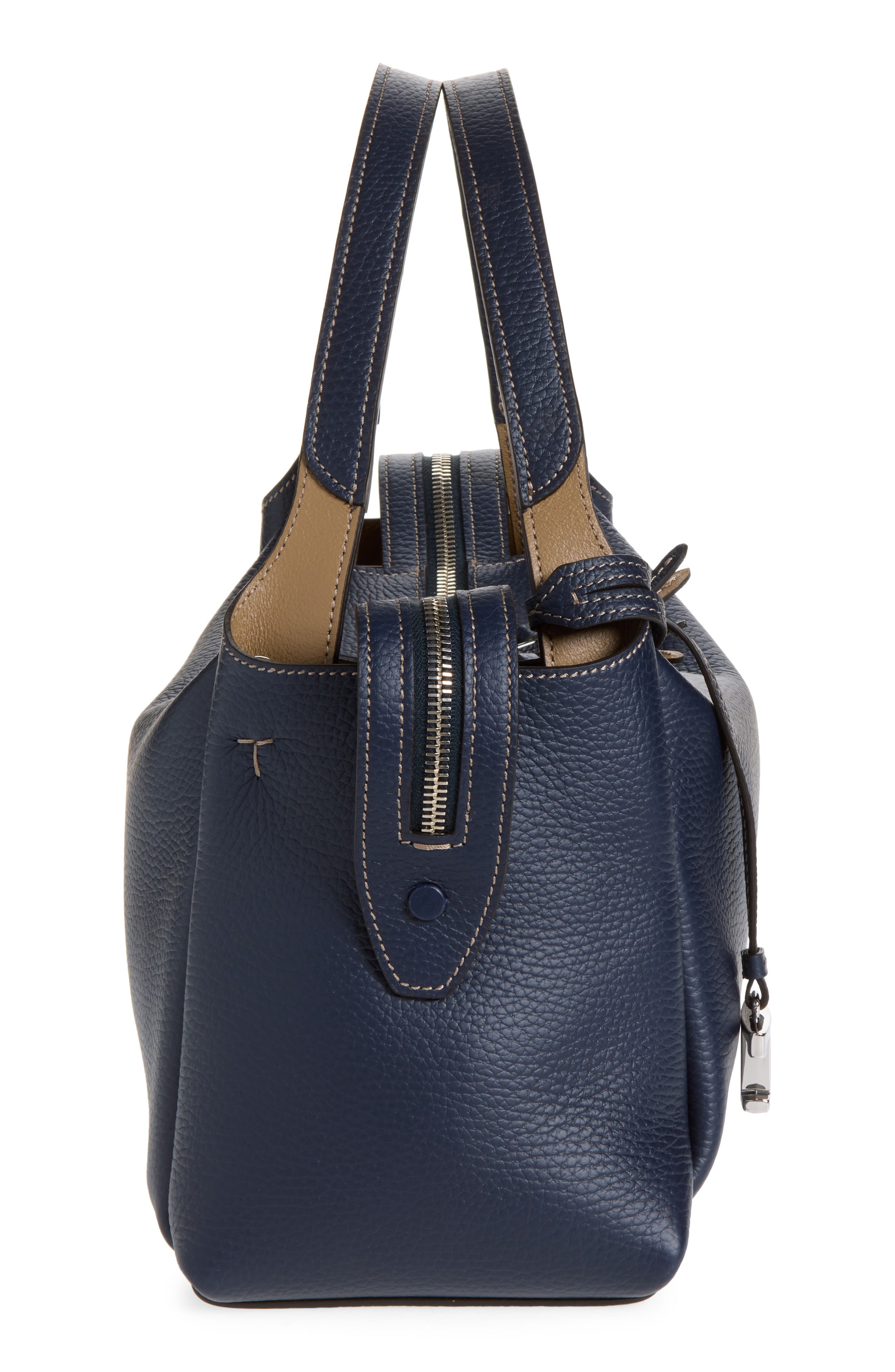 Small Bauletto Leather Crossbody Bag, Alternate, color, BLU/ CAPPUCCINO