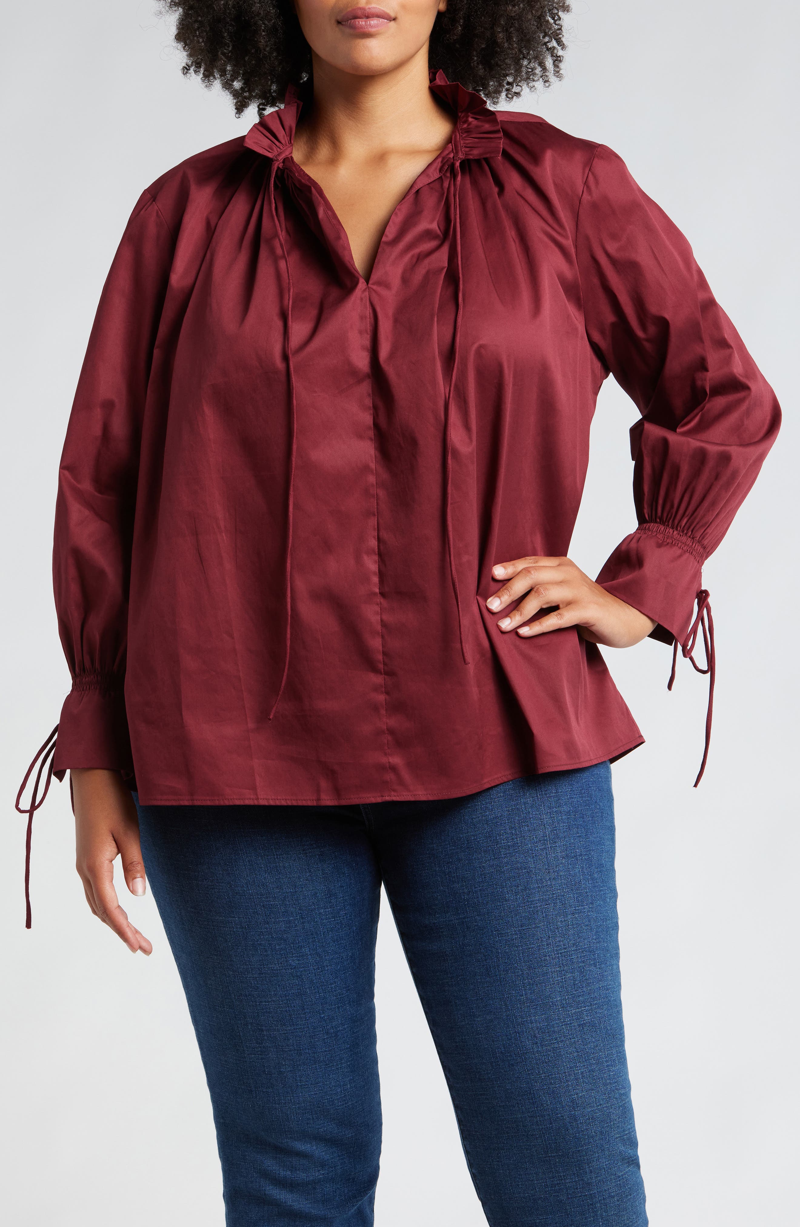 Audrey Tie Detail Cotton Pullover Top