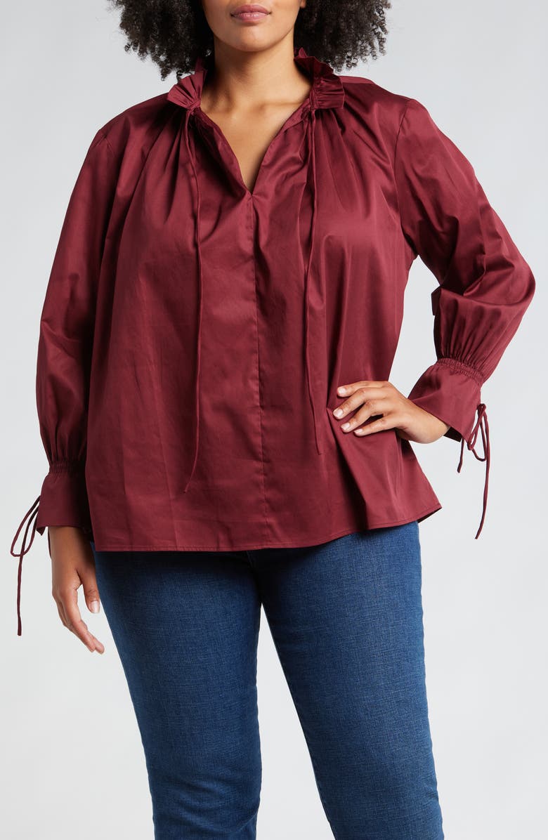 HARSHMAN Audrey Tie Detail Cotton Pullover Top, Main, color, 