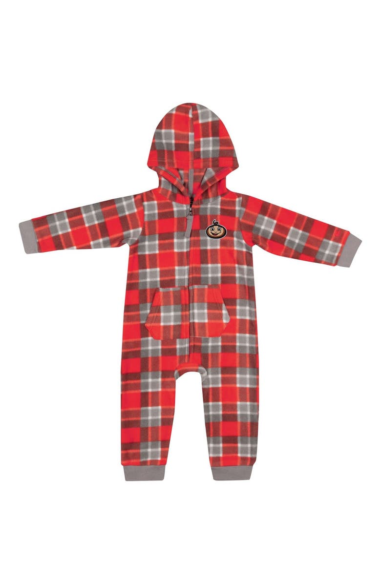 COLOSSEUM Infant Colosseum Scarlet Ohio State Buckeyes Full-Zip Plaid Hoodie Long Sleeve Jumper, Alternate, color, Scarlet