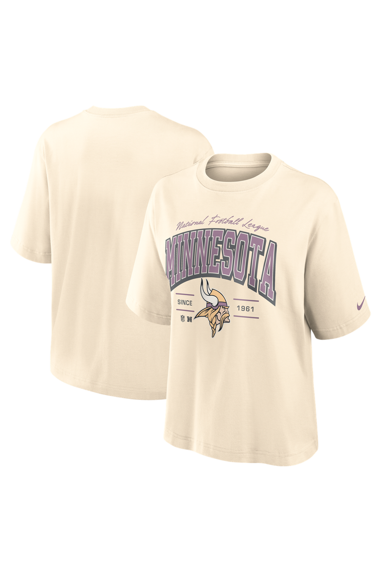Women's Nike Cream Minnesota Vikings Vintage Mod Boxy T-Shirt, Main, color, Cream