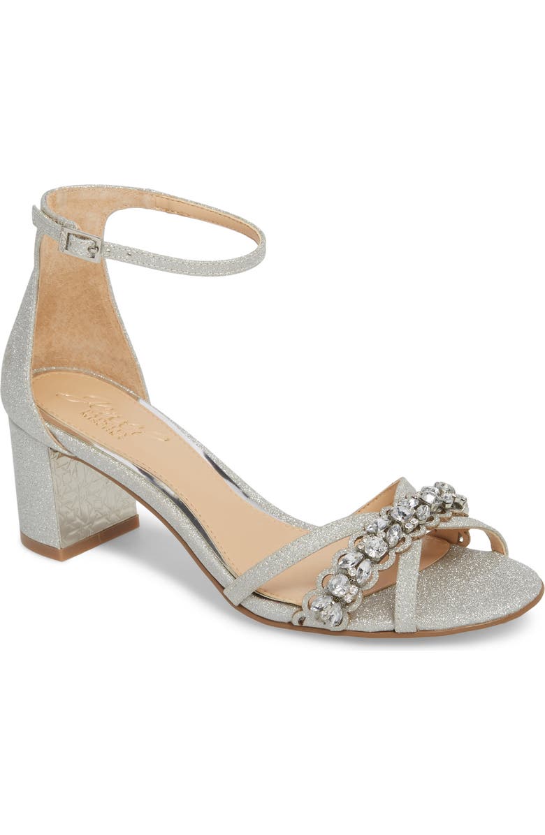Jewel Badgley Mischka Giona Sandal, Main, color, Silver Glitter Fabric