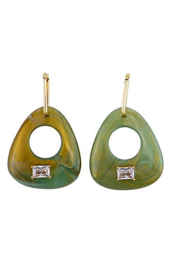 Panacea Resin Crystal Teardrop Earrings In Green